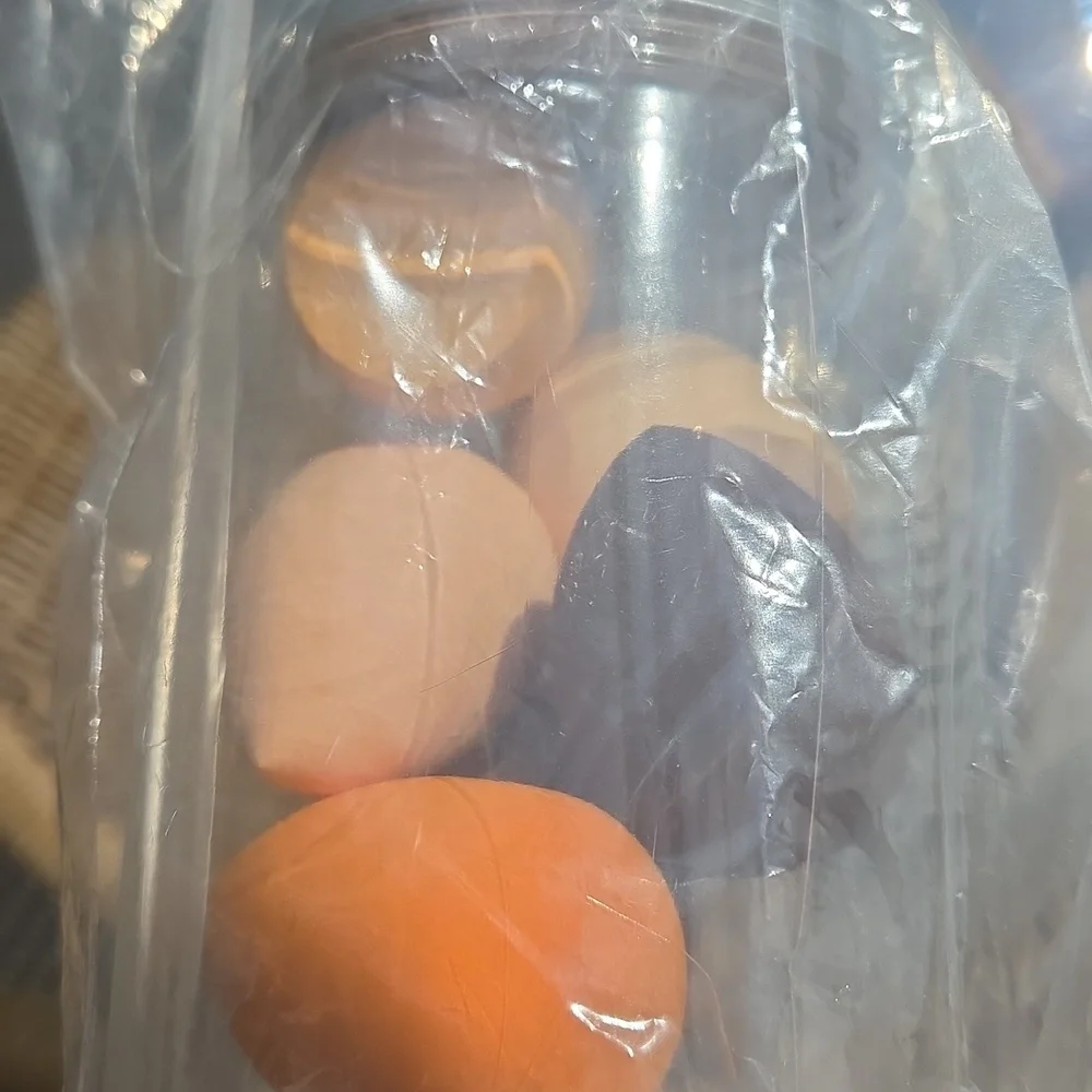 Pumpkin Spice Latte  Plastic Jar with Straw And Makeup Sponges